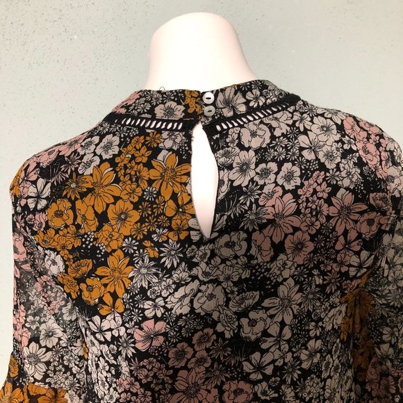 NWT-Ranna Gill Floral Mirror Flutter Sleeve Dress-Sz S - Picture 8 of 15